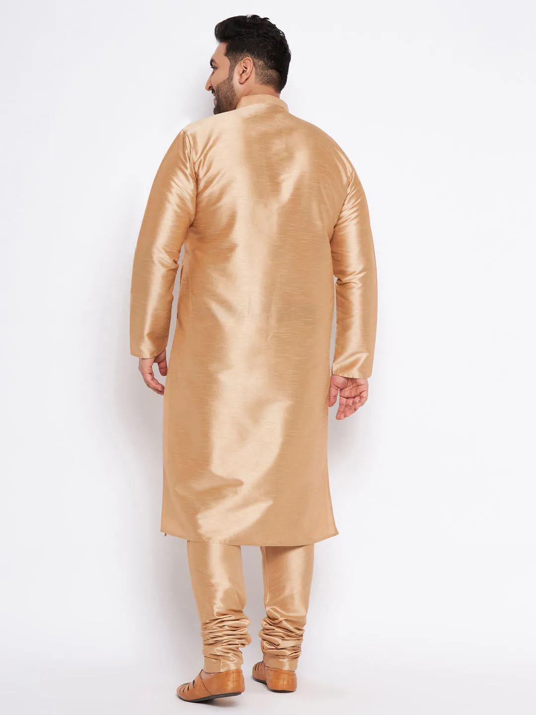 VASTRAMAY Rose Gold Silk Blend Kurta Pyjama