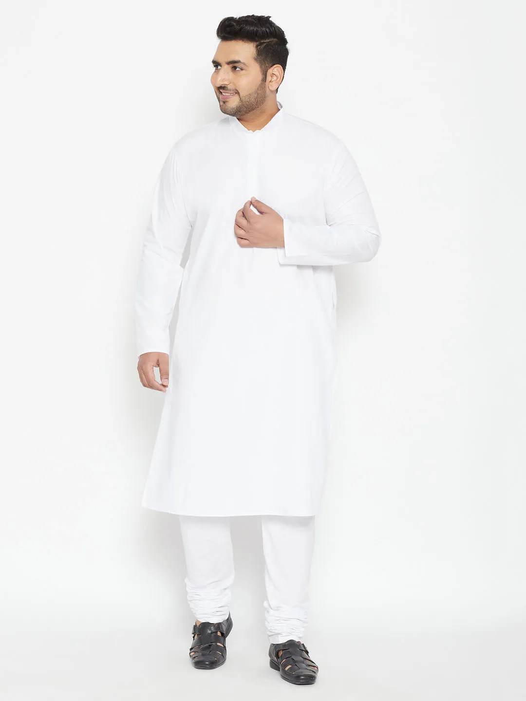 VASTRAMAY White Cotton Blend Kurta
