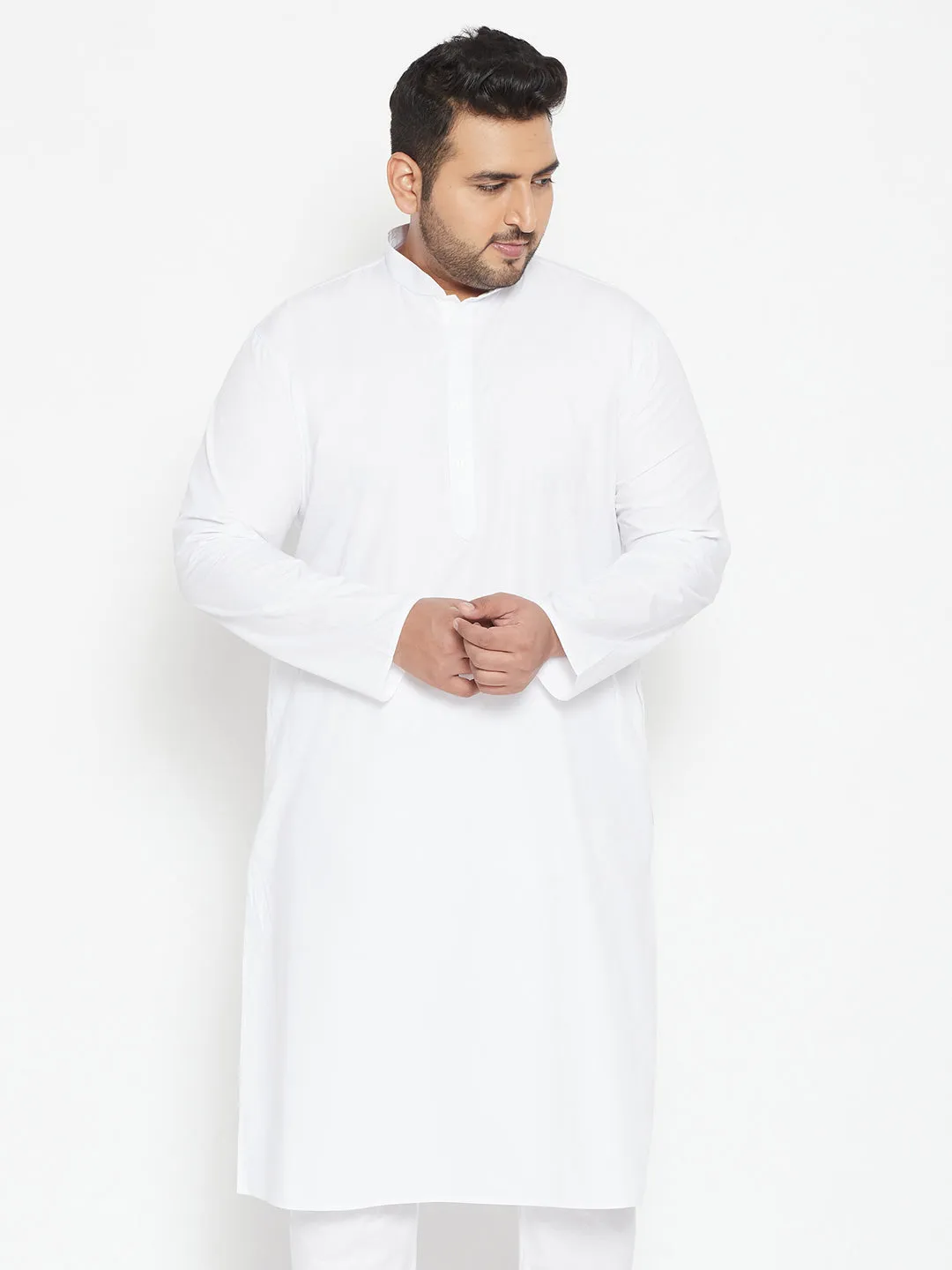 VASTRAMAY White Cotton Blend Kurta