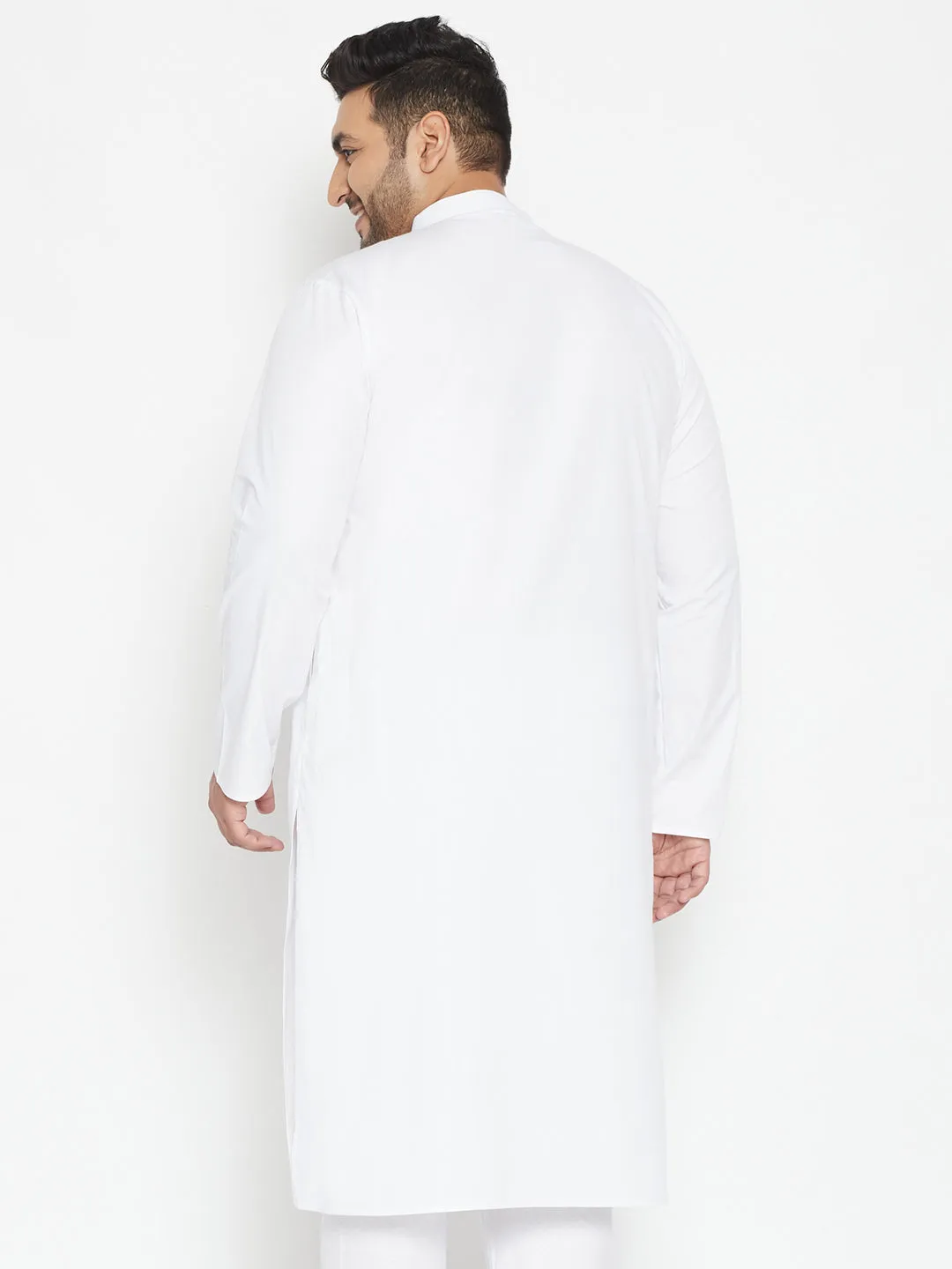 VASTRAMAY White Cotton Blend Kurta