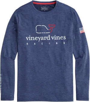 vineyard vines Men's Racing Whale Long-Sleeve Harbor Performance Tee