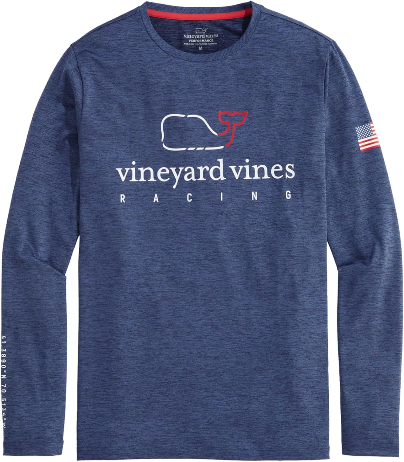 vineyard vines Men's Racing Whale Long-Sleeve Harbor Performance Tee