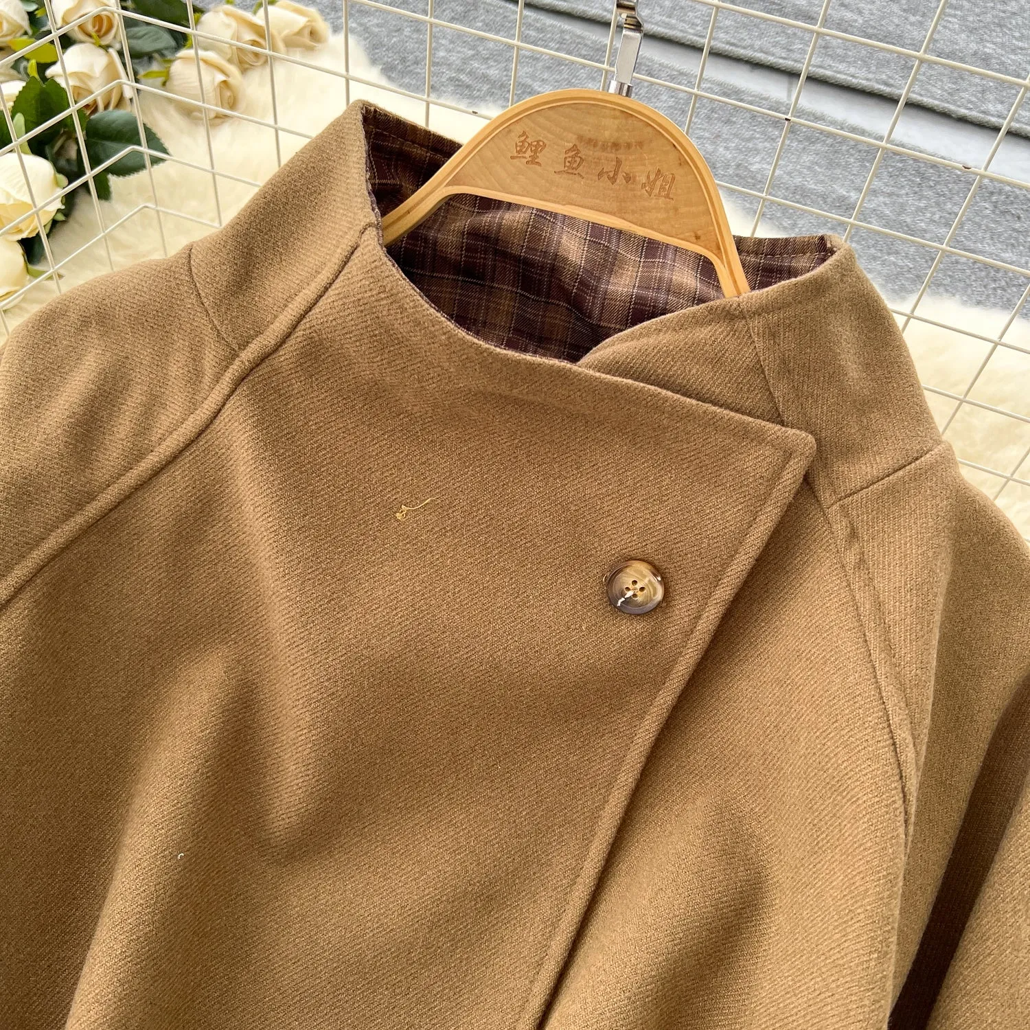 Vintage Plaid Patchwork Tweed Trench Coat