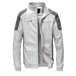 West Louis Autumn Shoulder Patch Collar Zipper Jacket