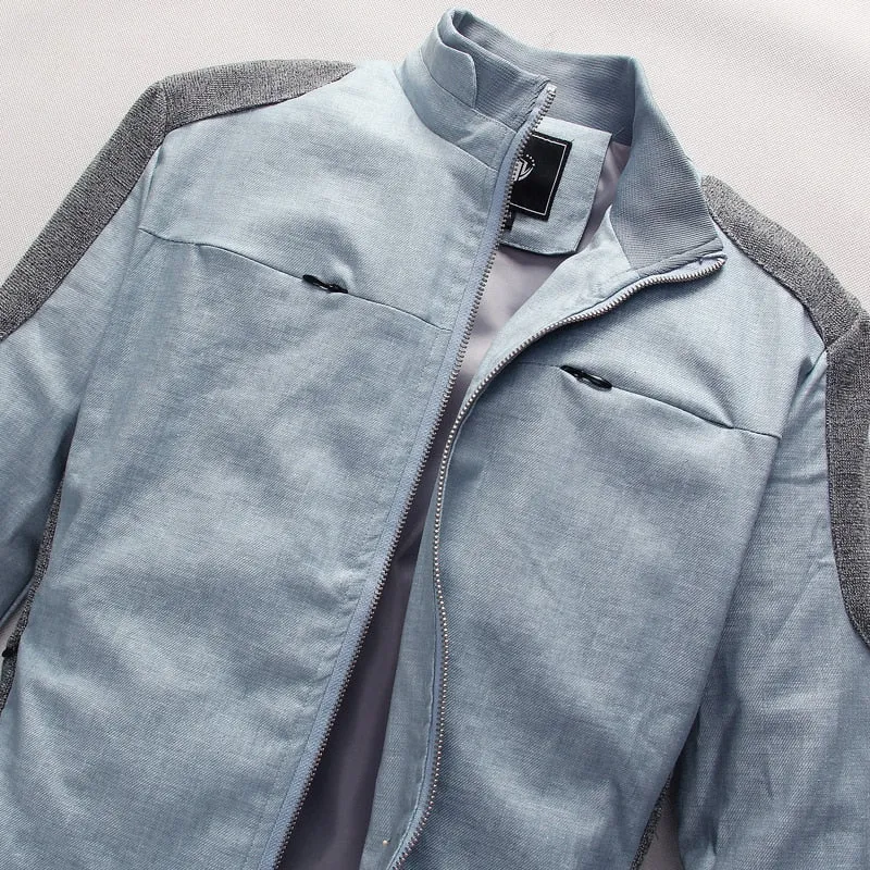 West Louis Autumn Shoulder Patch Collar Zipper Jacket