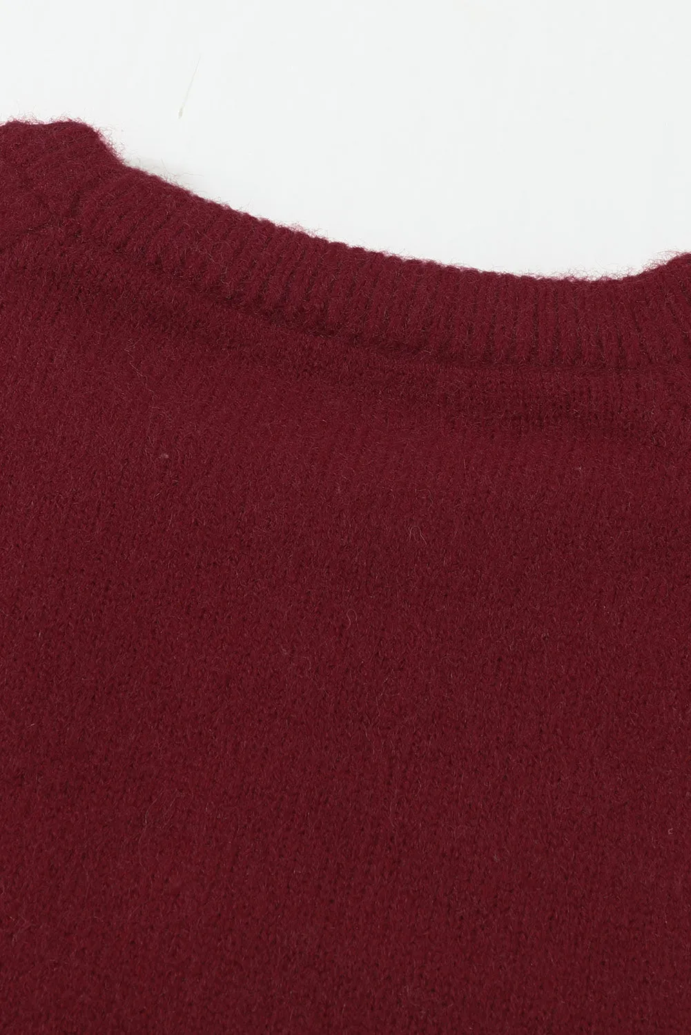 Women Round Neck V Stripe Pattern Short Sweater