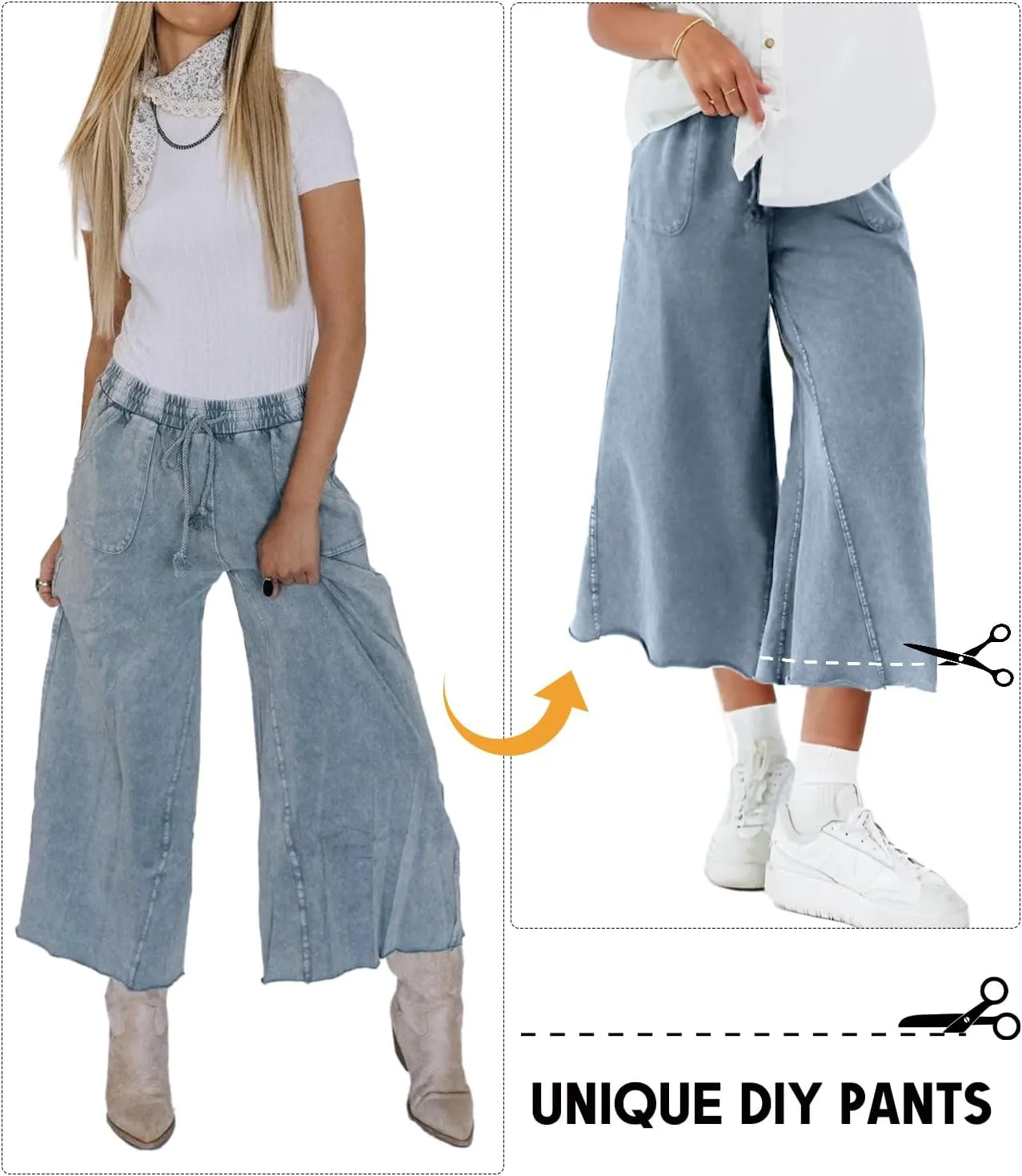 Women Wide Leg Sweatpants Jeans High Waist Baggy Trouser Loose Boyfriend Denim Pants Y2K