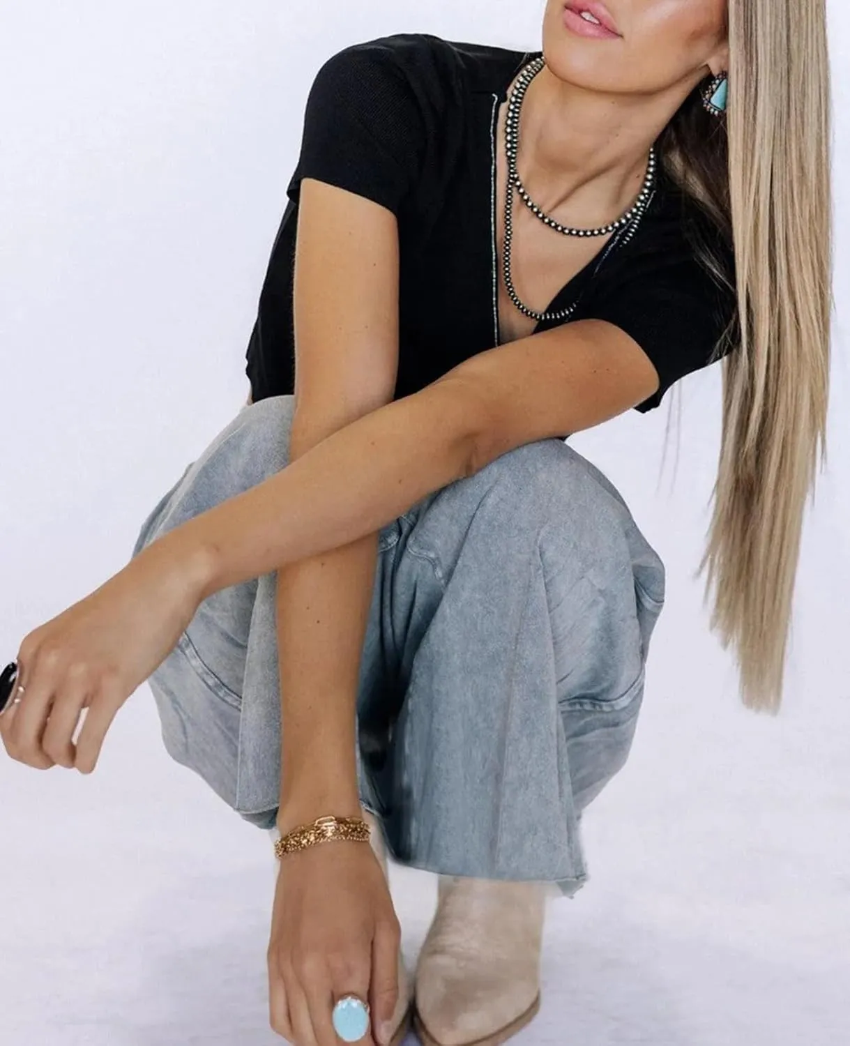 Women Wide Leg Sweatpants Jeans High Waist Baggy Trouser Loose Boyfriend Denim Pants Y2K