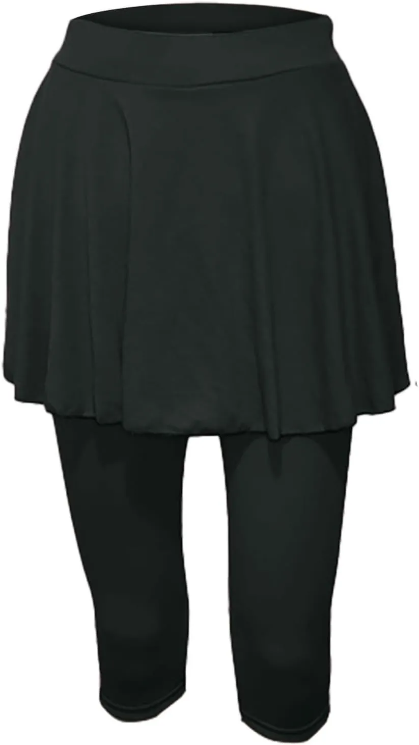 Womens Capri Yoga Legging with Skirts Women's Athletic Ruffle Skort with Leggings Golf Skirts Yoga Leggings