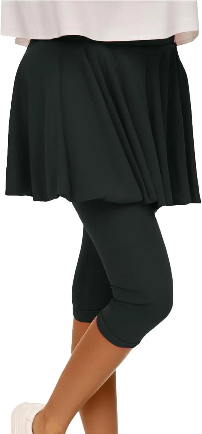 Womens Capri Yoga Legging with Skirts Women's Athletic Ruffle Skort with Leggings Golf Skirts Yoga Leggings