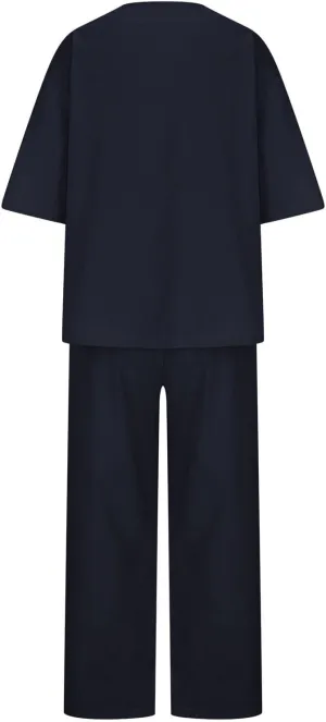 Womens Linen Top and Wide Leg Pants Suit 2 Pieces Summer Casual Elegant Outfit