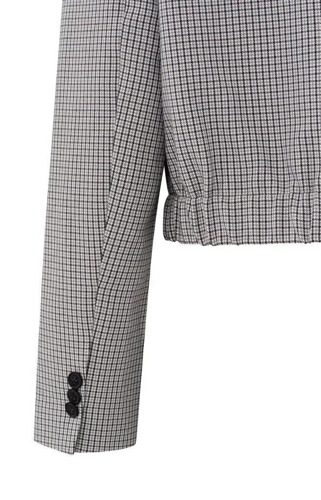 YAYA - Jas Woven Checked Short Blazer Feather Grey Dessin