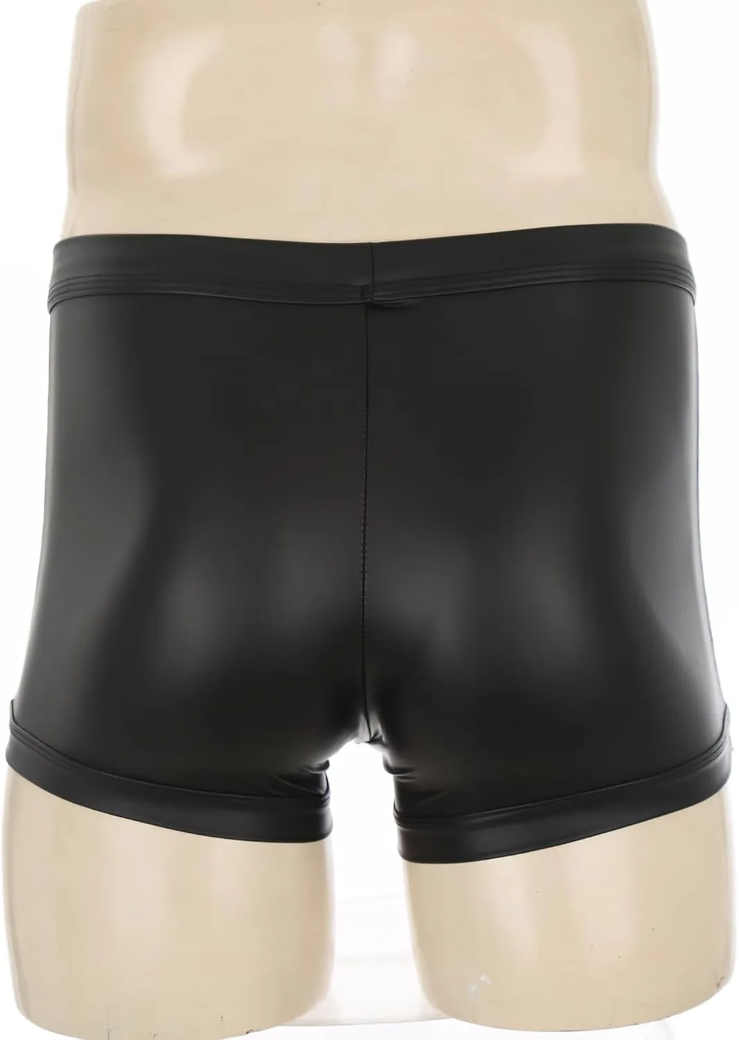 YiZYiF Men's Wet Look Latex PVC Leather Shorts Bulge Pouch Boxer Brief Clubwear Hot Pants Trunks