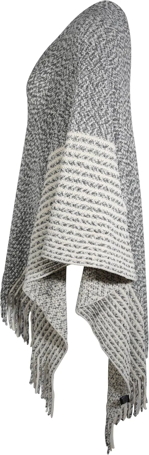 ZLYC Women's Shawl Golden Trim Knit Blanket Wrap Fringe Poncho Coat Cardigan